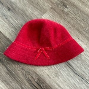 GAP Red Rabbit Hair Olefin Wool Nylon Blend Knit Hat Women size M/L